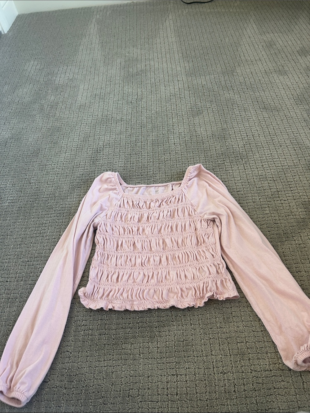 GAP Light Pink Smocked Long-Sleeve Top